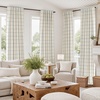 image:imageDriftAway 100 Blackout Plaid Linen Curtains 84 Inches Long 2 Panels BlackNavy Blue