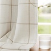 image:imageDriftAway 100 Blackout Plaid Linen Curtains 84 Inches Long 2 Panels BlackTaupe
