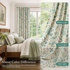 image:imageDriftAway 100 Blackout Vintage Floral Linen Curtains Double Layer French Country Peony Flower Printed Pattern Thermal Insulated Drapes for Bedroom Living Room Back Tab 2 Panels W52 x L84 TaupeCreamEsmegreen