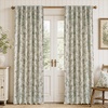 image:imageDriftAway 100 Blackout Vintage Floral Linen Curtains Double Layer French Country Peony Flower Printed Pattern Thermal Insulated Drapes for Bedroom Living Room Back Tab 2 Panels W52 x L84 TaupeCreamCandiceloden Green