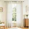 image:imageDriftAway 3D Chenille Striped Curtains 84 Inches Long Tweed Linen Textured Light Filtering Woven Embroidered Luxury Soft Drapes for Living Room Bedroom Grommet Privacy 2 Panels W52 x L84 TaupeGreen Gray