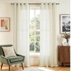 image:imageDriftAway 3D Chenille Striped Curtains 84 Inches Long Tweed Linen Textured Light Filtering Woven Embroidered Luxury Soft Drapes for Living Room Bedroom Grommet Privacy 2 Panels W52 x L84 TaupeGreen Gray