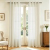 image:imageDriftAway 3D Chenille Striped Curtains 84 Inches Long Tweed Linen Textured Light Filtering Woven Embroidered Luxury Soft Drapes for Living Room Bedroom Grommet Privacy 2 Panels W52 x L84 TaupeGreen Gray