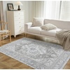 image:imageDriftAway Area Rug 5x7 Washable Rugs for Living Room Non Slip Rubber Backing Low Pile Non Shedding Carpet Friendly Boho Foldable Vintage Rugs for Bedroom Dining Room Natural Gray BrickGrey