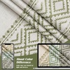 image:imageDriftAway Boho Linen Blackout Curtains Double Layer Thermal Insulated Farmhouse Vintage Geo Retro Square Printed Pattern Lined Drapes for Living Room Bedroom 84 Inches Long Back Tab 2 Panels RedGeo Trim Loden Green
