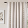image:imageDriftAway Boho Linen Blackout Curtains Double Layer Thermal Insulated Farmhouse Vintage Geo Retro Square Printed Pattern Lined Drapes for Living Room Bedroom 84 Inches Long Back Tab 2 Panels RedGeo Trim Beige