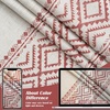 image:imageDriftAway Boho Linen Blackout Curtains Double Layer Thermal Insulated Farmhouse Vintage Geo Retro Square Printed Pattern Lined Drapes for Living Room Bedroom 84 Inches Long Back Tab 2 Panels RedGeo Trim Red