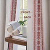 image:imageDriftAway Boho Linen Blackout Curtains Double Layer Thermal Insulated Farmhouse Vintage Geo Retro Square Printed Pattern Lined Drapes for Living Room Bedroom 84 Inches Long Back Tab 2 Panels RedKnitting Trim Red