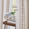 image:imageDriftAway Boho Linen Blackout Curtains Double Layer Thermal Insulated Farmhouse Vintage Geo Retro Square Printed Pattern Lined Drapes for Living Room Bedroom 84 Inches Long Back Tab 2 Panels RedKnitting Trim Beige