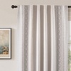 image:imageDriftAway Boho Linen Blackout Curtains Double Layer Thermal Insulated Farmhouse Vintage Geo Retro Square Printed Pattern Lined Drapes for Living Room Bedroom 84 Inches Long Back Tab 2 Panels RedGeo Trim Gray