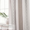 image:imageDriftAway Boho Linen Blackout Curtains Double Layer Thermal Insulated Farmhouse Vintage Geo Retro Square Printed Pattern Lined Drapes for Living Room Bedroom 84 Inches Long Back Tab 2 Panels RedGeo Trim Gray