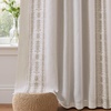 image:imageDriftAway Boho Linen Blackout Curtains Double Layer Thermal Insulated Farmhouse Vintage Geo Retro Square Printed Pattern Lined Drapes for Living Room Bedroom 84 Inches Long Back Tab 2 Panels RedKnitting Trim Beige