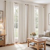 image:imageDriftAway Boho Linen Blackout Curtains Double Layer Thermal Insulated Farmhouse Vintage Geo Retro Square Printed Pattern Lined Drapes for Living Room Bedroom 84 Inches Long Back Tab 2 Panels RedKnitting Trim Beige