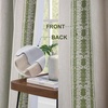 image:imageDriftAway Boho Linen Blackout Curtains Double Layer Thermal Insulated Farmhouse Vintage Geo Retro Square Printed Pattern Lined Drapes for Living Room Bedroom 84 Inches Long Back Tab 2 Panels RedKnitting Trim Loden Green
