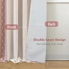 image:imageDriftAway Boho Linen Blackout Curtains Double Layer Thermal Insulated Farmhouse Vintage Geo Retro Square Printed Pattern Lined Drapes for Living Room Bedroom 84 Inches Long Back Tab 2 Panels RedGeo Trim Red
