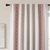image:imageDriftAway Boho Linen Blackout Curtains Double Layer Thermal Insulated Farmhouse Vintage Geo Retro Square Printed Pattern Lined Drapes for Living Room Bedroom 84 Inches Long Back Tab 2 Panels RedGeo Trim Red