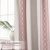 image:imageDriftAway Boho Linen Blackout Curtains Double Layer Thermal Insulated Farmhouse Vintage Geo Retro Square Printed Pattern Lined Drapes for Living Room Bedroom 84 Inches Long Back Tab 2 Panels RedGeo Trim Red
