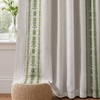 image:imageDriftAway Boho Linen Blackout Curtains Double Layer Thermal Insulated Farmhouse Vintage Geo Retro Square Printed Pattern Lined Drapes for Living Room Bedroom 84 Inches Long Back Tab 2 Panels RedKnitting Trim Loden Green