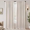 image:imageDriftAway Boho Linen Blackout Curtains Double Layer Thermal Insulated Farmhouse Vintage Geo Retro Square Printed Pattern Lined Drapes for Living Room Bedroom 84 Inches Long Back Tab 2 Panels RedGeo Trim Beige