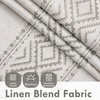 image:imageDriftAway Boho Linen Blackout Curtains Double Layer Thermal Insulated Farmhouse Vintage Geo Retro Square Printed Pattern Lined Drapes for Living Room Bedroom 84 Inches Long Back Tab 2 Panels RedGeo Trim Gray
