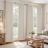 image:imageDriftAway Boho Linen Blackout Curtains Double Layer Thermal Insulated Farmhouse Vintage Geo Retro Square Printed Pattern Lined Drapes for Living Room Bedroom 84 Inches Long Back Tab 2 Panels RedKnitting Trim Beige