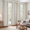 image:imageDriftAway Boho Linen Blackout Curtains Double Layer Thermal Insulated Farmhouse Vintage Geo Retro Square Printed Pattern Lined Drapes for Living Room Bedroom 84 Inches Long Back Tab 2 Panels RedKnitting Trim Gray