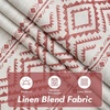 image:imageDriftAway Boho Linen Blackout Curtains Double Layer Thermal Insulated Farmhouse Vintage Geo Retro Square Printed Pattern Lined Drapes for Living Room Bedroom 84 Inches Long Back Tab 2 Panels RedGeo Trim Red