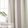 image:imageDriftAway Boho Linen Blackout Curtains Double Layer Thermal Insulated Farmhouse Vintage Geo Retro Square Printed Pattern Lined Drapes for Living Room Bedroom 84 Inches Long Back Tab 2 Panels RedGeo Trim Loden Green