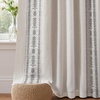 image:imageDriftAway Boho Linen Blackout Curtains Double Layer Thermal Insulated Farmhouse Vintage Geo Retro Square Printed Pattern Lined Drapes for Living Room Bedroom 84 Inches Long Back Tab 2 Panels RedKnitting Trim Gray