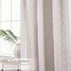 image:imageDriftAway Boho Linen Blackout Curtains Double Layer Thermal Insulated Farmhouse Vintage Geo Retro Square Printed Pattern Lined Drapes for Living Room Bedroom 84 Inches Long Back Tab 2 Panels RedGeo Trim Beige