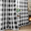 image:imageDriftAway Buffalo Plaid Semi Sheer Check Curtains 84 Inches TaupeBlack