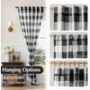 image:imageDriftAway Buffalo Plaid Semi Sheer Check Curtains 84 Inches TaupeBlack