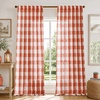 image:imageDriftAway Buffalo Plaid Semi Sheer Check Curtains 84 Inches TaupeBurnt Orange