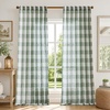 image:imageDriftAway Buffalo Plaid Semi Sheer Check Curtains 84 Inches TaupeLoden Green