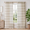 image:imageDriftAway Buffalo Plaid Semi Sheer Check Curtains 84 Inches TaupeTaupe
