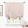 image:imageDriftAway Farmhouse Double Layer Linen Blackout Tie Up Curtains Thermal Insulated Vertical Striped Fully Lined Balloon Roman Shade Bathroom Window Adjustable Rod Pocket 45 Inch by 63 Inch GrayRed