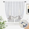image:imageDriftAway Farmhouse Double Layer Linen Blackout Tie Up Curtains Thermal Insulated Vertical Striped Fully Lined Balloon Roman Shade Bathroom Window Adjustable Rod Pocket 45 Inch by 63 Inch GrayNavy Blue