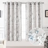 image:imageDriftAway Gray Floral Curtains for Bedroom 84 Inch Length Blue and White Flower Branch Printed Pattern Room Darkening Thermal Insulated Grommet Drapes for Living Room 2 Panels Gray Blue and WhiteBlue Gray