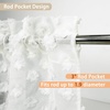 image:imageDriftAway Kitchen Curtain Valance for Windows 18 Inch White Sheer Voile Chiffon Curtains for Bedroom Living Room Embroidered Pom Pom Light Filtering Rod Pocket Extra Wide Window Toppers 1 PanelSheer White