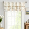 image:imageDriftAway Kitchen Curtain Valance for Windows 18 Inch White Sheer Voile Chiffon Curtains for Bedroom Living Room Embroidered Pom Pom Light Filtering Rod Pocket Extra Wide Window Toppers 1 PanelRuffle Light Linen