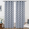 image:imageDriftAway Mason Thermal Blackout Grommet Window Curtains Geometric Trellis Pattern 2 Panels Each 52 Inch by 84 Inch GrayNavy
