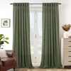 image:imageDriftAway Natural Linen Curtains 84 Inches Long 3 Pound Thick Semi Sheer 2 Panels Farmhouse Real Flax 3 Inch Rod Pocket Back Tab Boho Rustic Light Filtering Window Drapes for Bedroom Privacy AssuredOlive Green