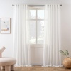image:imageDriftAway Natural Linen Curtains 84 Inches Long 3 Pound Thick Semi Sheer 2 Panels Farmhouse Real Flax 3 Inch Rod Pocket Back Tab Boho Rustic Light Filtering Window Drapes for Bedroom Privacy AssuredWhite