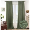 image:imageDriftAway Natural Linen Curtains 84 Inches Long 3 Pound Thick Semi Sheer 2 Panels Farmhouse Real Flax 3 Inch Rod Pocket Back Tab Boho Rustic Light Filtering Window Drapes for Bedroom Privacy AssuredOlive Green
