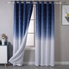 image:imageDriftAway Ombre Linen Textured Gradient Color Lined Blackout Grommet Window Curtains for Living Room Bedroom 2 Panels 52 Inch by 84 Inch Navy Blue to White with Twinkle Silver Stars