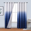 image:imageDriftAway Ombre Linen Textured Gradient Color Lined Blackout Grommet Window Curtains for Living Room Bedroom 2 Panels 52 Inch by 84 Inch White to Navy Blue with Twinkle Silver Stars