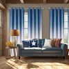 image:imageDriftAway Ombre Linen Textured Gradient Color Lined Blackout Window Curtains Grommet 2 Layers 2 Panels 50 Inch by 84 Inch Navy Blue to White
