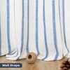 image:imageDriftAway Pinch Pleated Curtains 84 Inches Long 2 Panels 52 Inch Width Natural Linen Blended Light Filtering Pinch Pleat Curtains for Bedroom Farmhouse Navy Blue Striped Semi Sheer with Back Tab