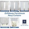 image:imageDriftAway Pinch Pleated Curtains 84 Inches Long 2 Panels 52 Inch Width Natural Linen Blended Light Filtering Pinch Pleat Curtains for Bedroom Farmhouse Navy Blue Striped Semi Sheer with Back Tab