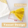 image:imageDriftAway Sadie Paisley Medallion Pattern Boho Velvet Window Curtain Valance with Handmade Tassels for Kitchen Rod Pocket 50 Inch by 14 Inch Plus 175 Inch Header Gold YellowGold Yellow